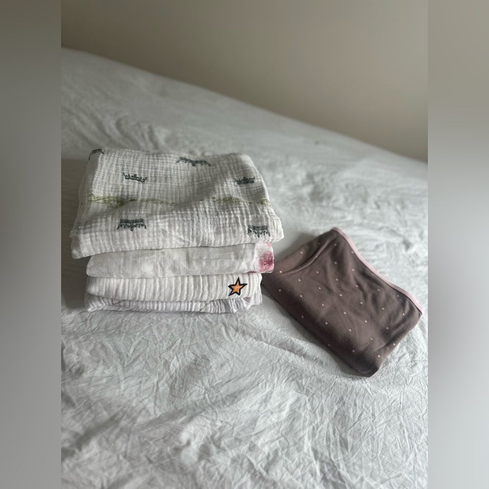 Bundle of five cotton baby blankets
